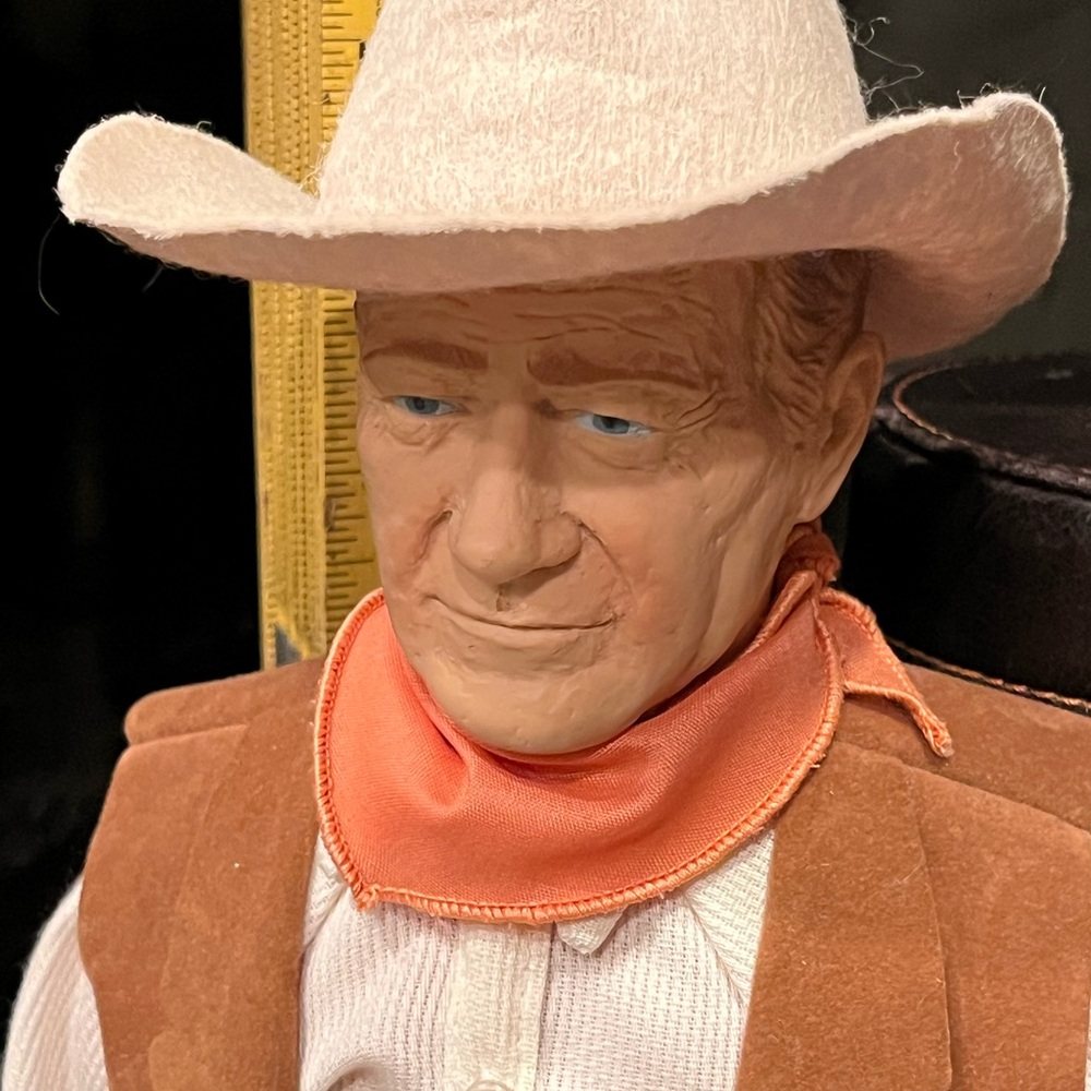 John Wayne Figure with White Hat and Orange Scarf